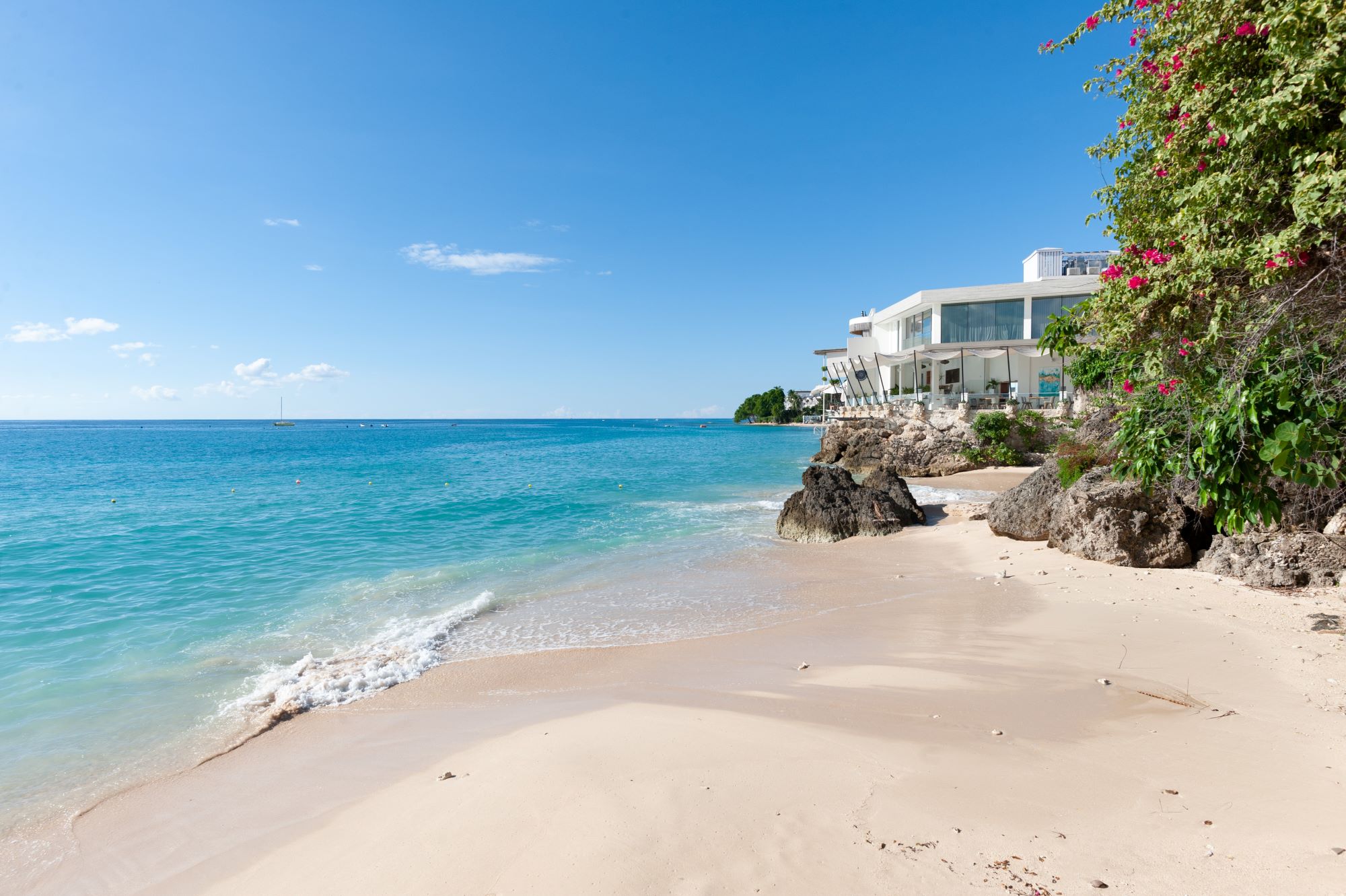 Luxury beachfront condominium with pool and ocean views and modern amenities in Barbados.